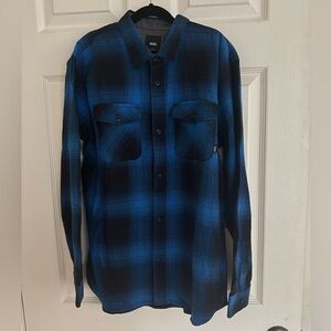 NWT Vans men’s blue and black button down shirt XL